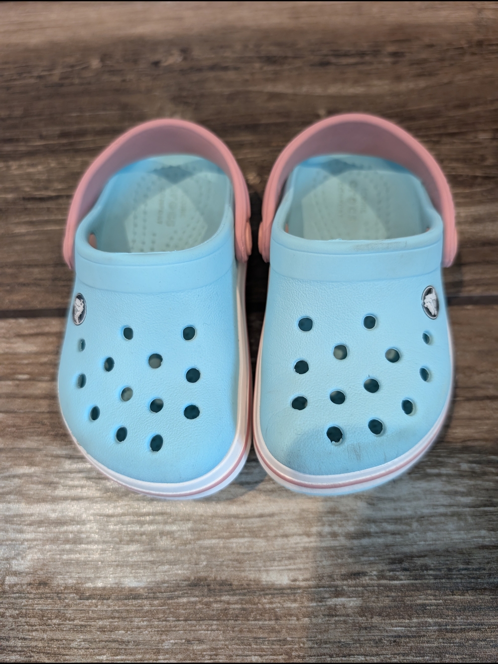CROCS Kids Light Blue Clog with Pink Heel Strap